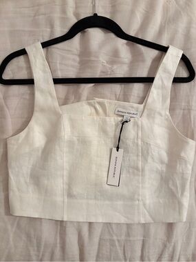 Banana Republic White Linen Square-Neck Crop Top